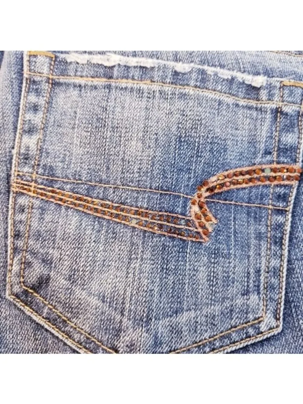 American Eagle Stretch Boot Beaded Distressed Bootcut Jeans Y2K Women's Size 6